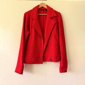 Tahari Red Wool Moto Blazer